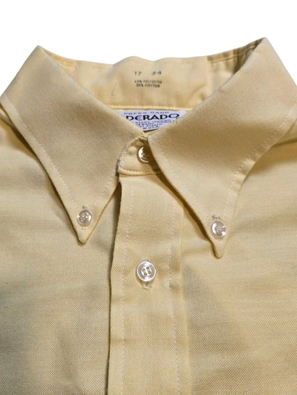 Vintage 1960’s Men’s Elderado Long Sleeve Yellow Button Down XXL